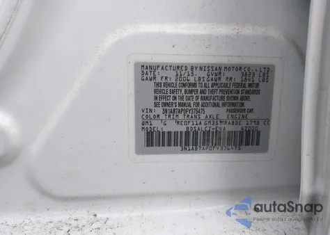 2015 Nissan Sentra S from USA, damaged, VIN 3N1AB7AP0FY376475